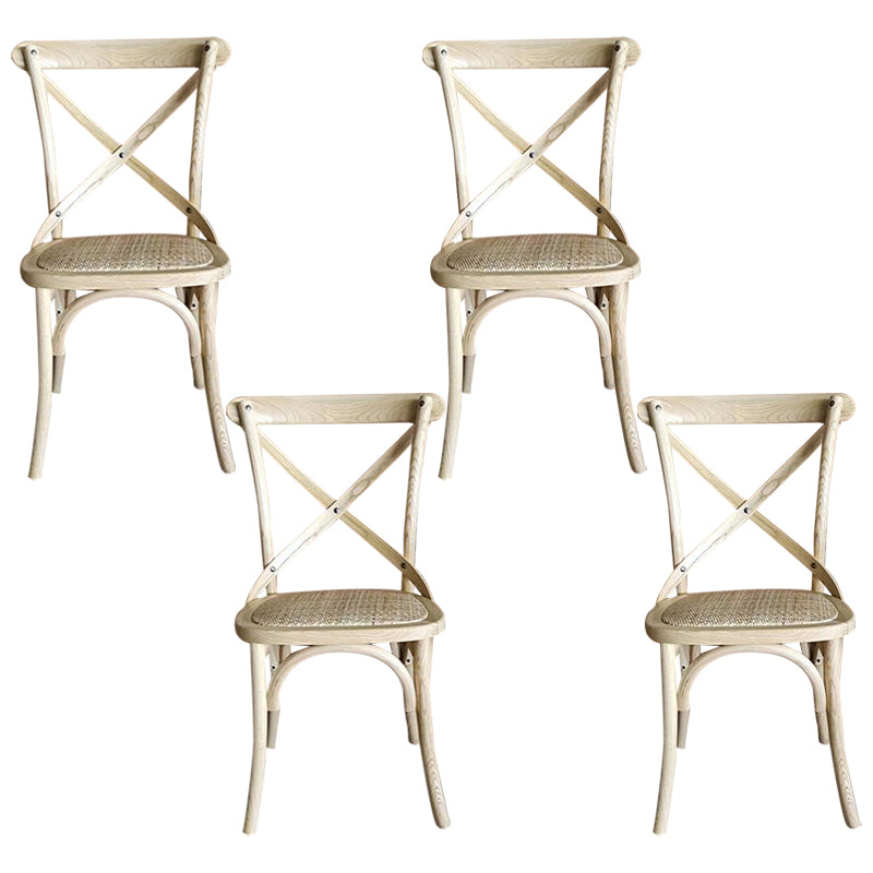 Chaises de salle à manger traditionnelles en bois massif, finition mate, chaise latérale à dossier croisé