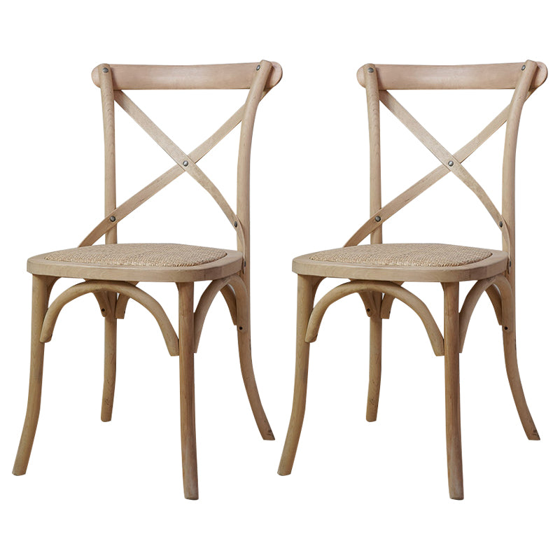 Chaises de salle à manger traditionnelles en bois massif, finition mate, chaise latérale à dossier croisé
