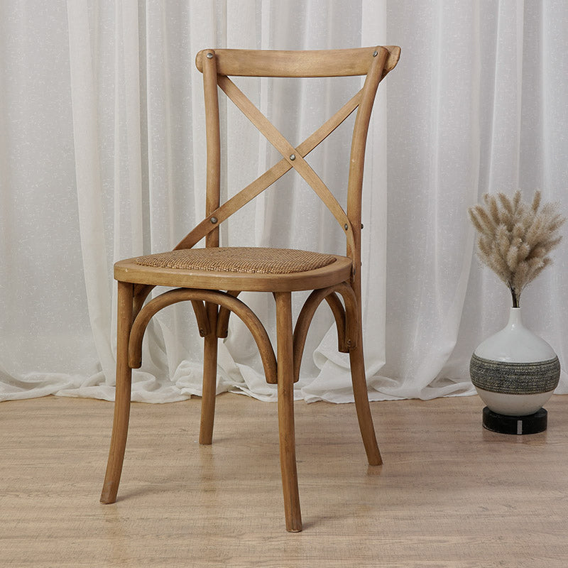 Chaises de salle à manger traditionnelles en bois massif, finition mate, chaise latérale à dossier croisé
