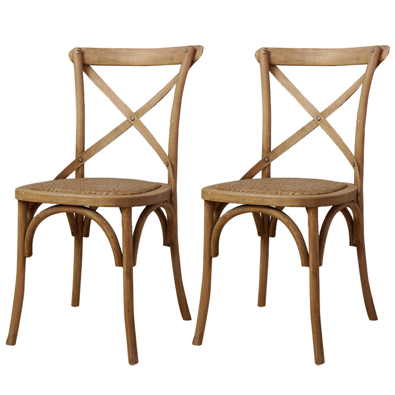 Chaises de salle à manger traditionnelles en bois massif, finition mate, chaise latérale à dossier croisé