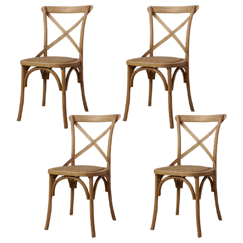 Chaises de salle à manger traditionnelles en bois massif, finition mate, chaise latérale à dossier croisé
