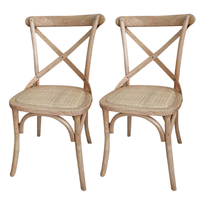 Chaises de salle à manger traditionnelles en bois massif, finition mate, chaise latérale à dossier croisé