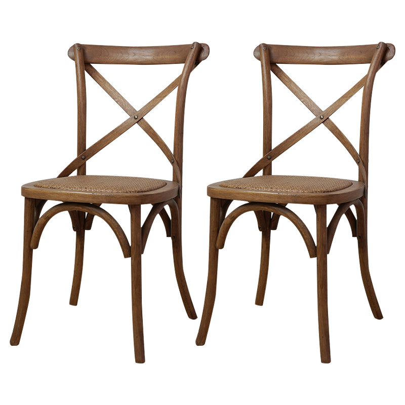 Chaises de salle à manger traditionnelles en bois massif, finition mate, chaise latérale à dossier croisé