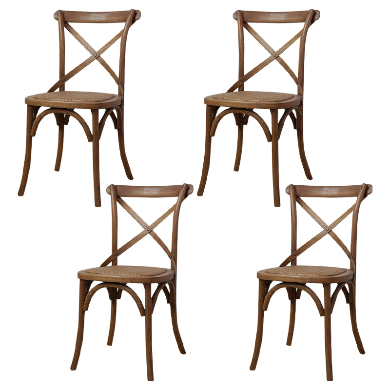 Chaises de salle à manger traditionnelles en bois massif, finition mate, chaise latérale à dossier croisé