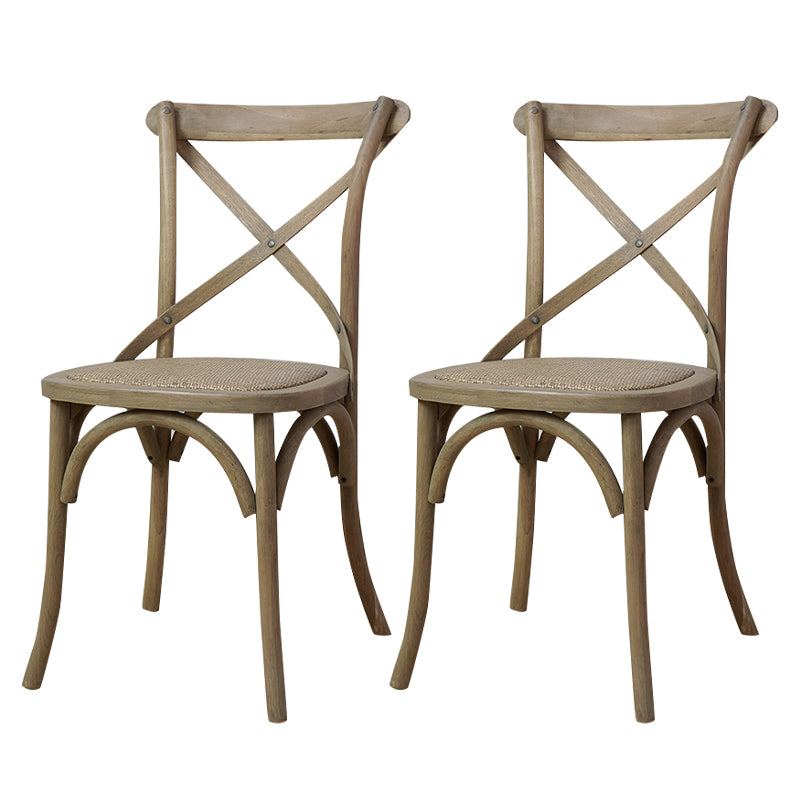 Chaises de salle à manger traditionnelles en bois massif, finition mate, chaise latérale à dossier croisé
