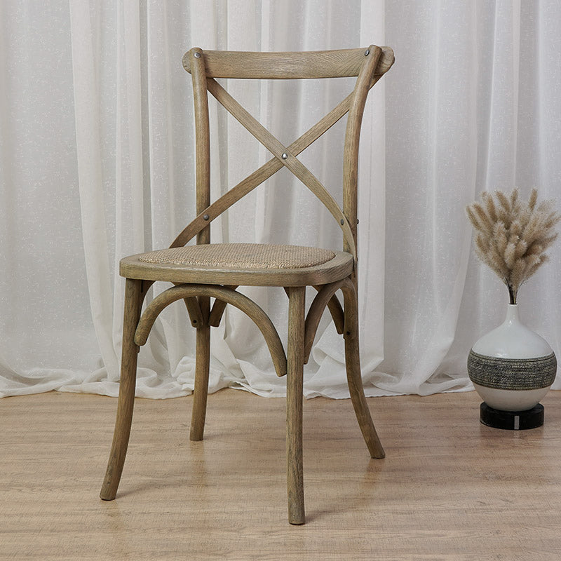 Chaises de salle à manger traditionnelles en bois massif, finition mate, chaise latérale à dossier croisé