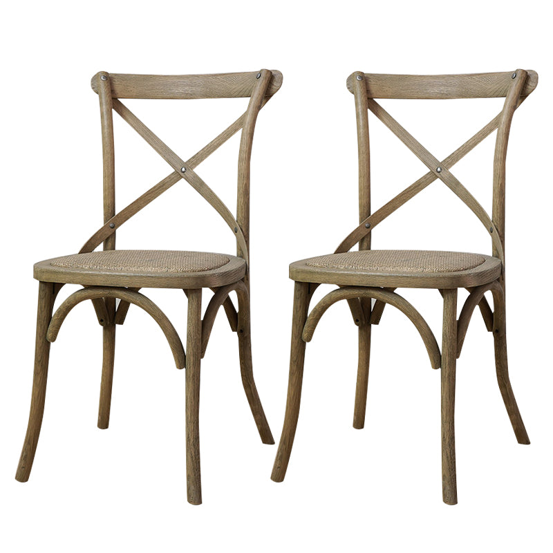 Chaises de salle à manger traditionnelles en bois massif, finition mate, chaise latérale à dossier croisé