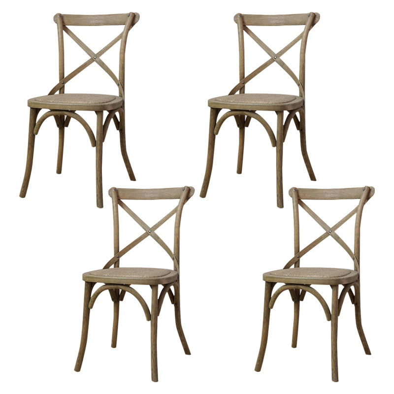 Chaises de salle à manger traditionnelles en bois massif, finition mate, chaise latérale à dossier croisé