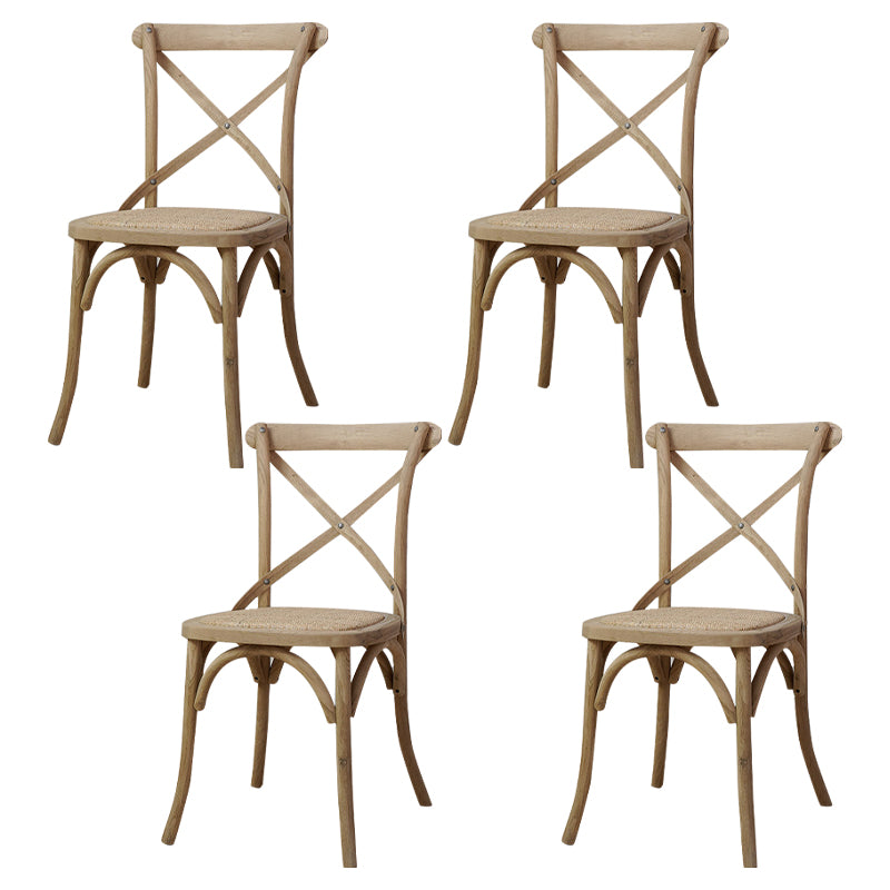Chaises de salle à manger traditionnelles en bois massif, finition mate, chaise latérale à dossier croisé