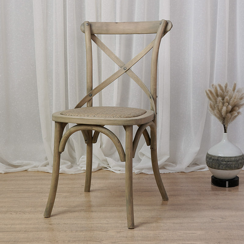 Chaises de salle à manger traditionnelles en bois massif, finition mate, chaise latérale à dossier croisé