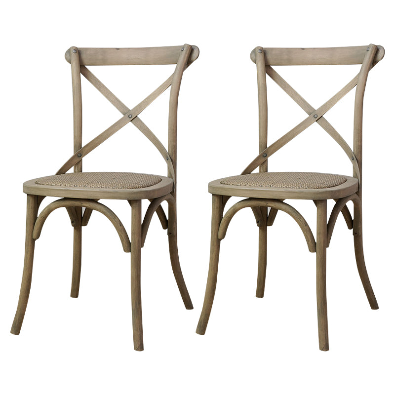 Chaises de salle à manger traditionnelles en bois massif, finition mate, chaise latérale à dossier croisé