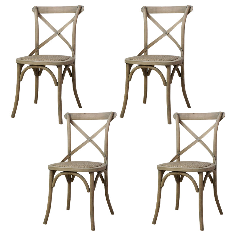 Chaises de salle à manger traditionnelles en bois massif, finition mate, chaise latérale à dossier croisé