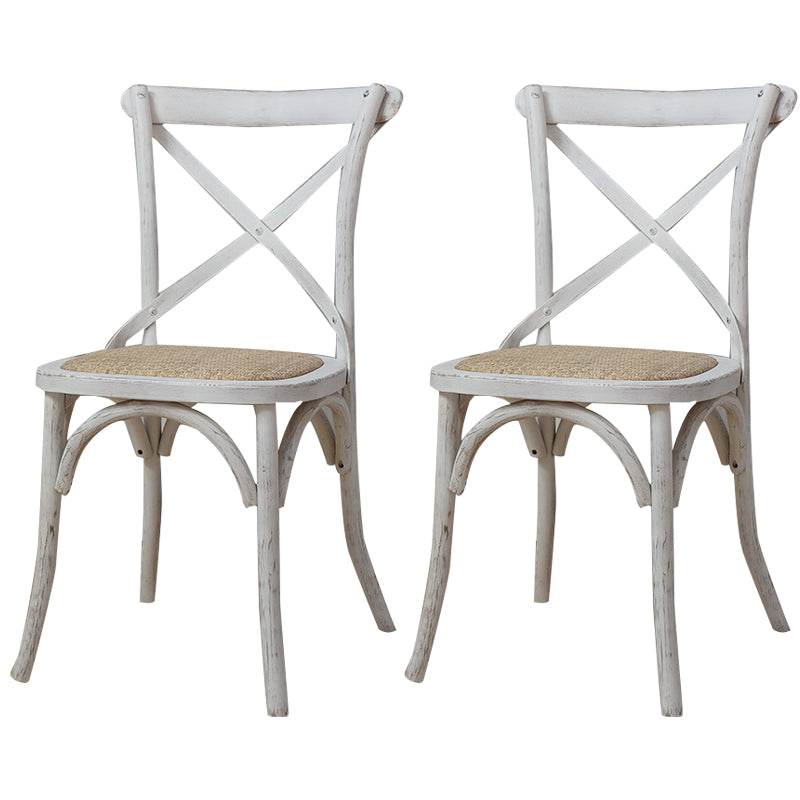 Chaises de salle à manger traditionnelles en bois massif, finition mate, chaise latérale à dossier croisé