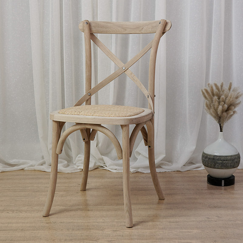 Chaises de salle à manger traditionnelles en bois massif, finition mate, chaise latérale à dossier croisé