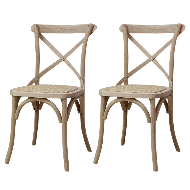 Chaises de salle à manger traditionnelles en bois massif, finition mate, chaise latérale à dossier croisé
