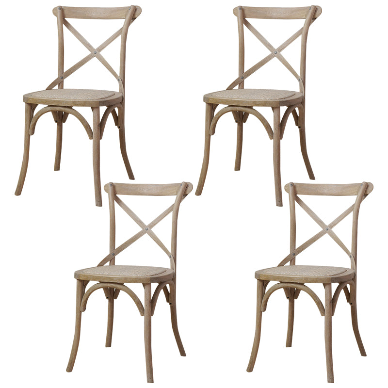 Chaises de salle à manger traditionnelles en bois massif, finition mate, chaise latérale à dossier croisé