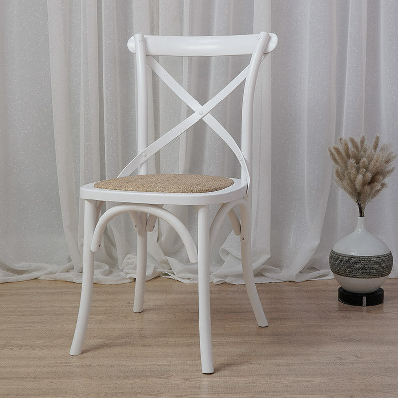 Chaises de salle à manger traditionnelles en bois massif, finition mate, chaise latérale à dossier croisé