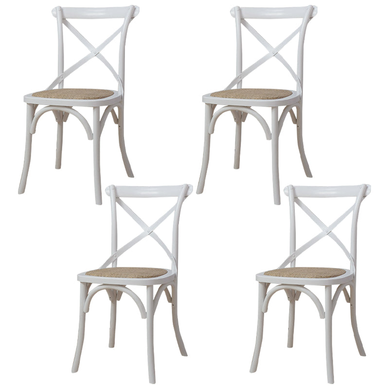 Chaises de salle à manger traditionnelles en bois massif, finition mate, chaise latérale à dossier croisé