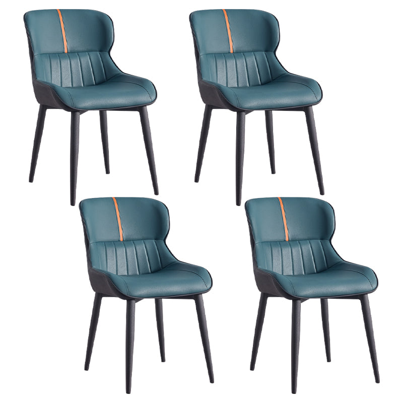 Leather Dining Side Chair Modern Indoor Wingback Chair with Black Legs