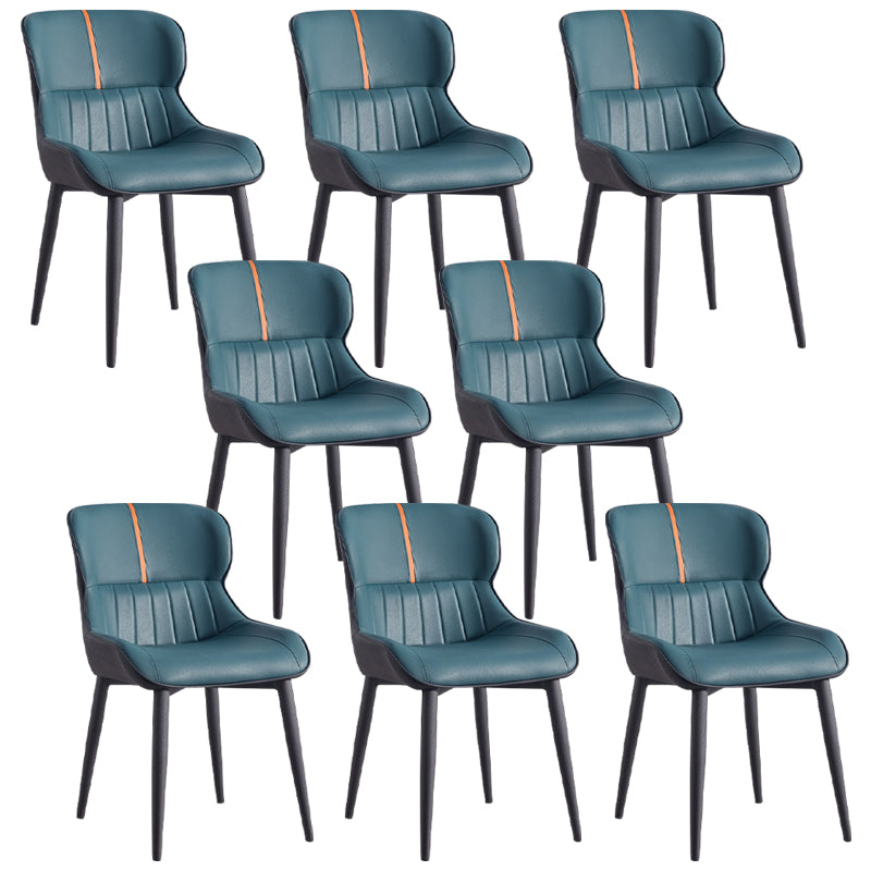 Leather Dining Side Chair Modern Indoor Wingback Chair with Black Legs
