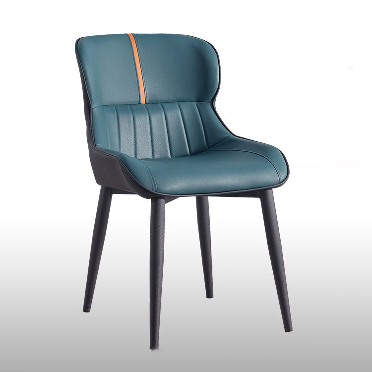 Leather Dining Side Chair Modern Indoor Wingback Chair with Black Legs