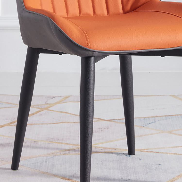 Leather Dining Side Chair Modern Indoor Wingback Chair with Black Legs