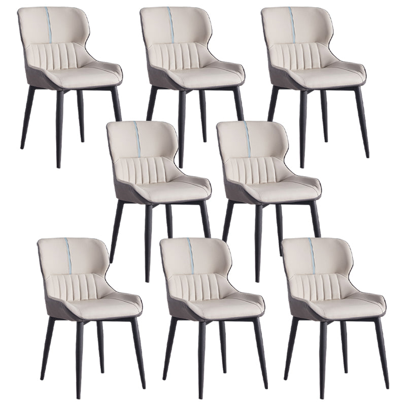 Leather Dining Side Chair Modern Indoor Wingback Chair with Black Legs