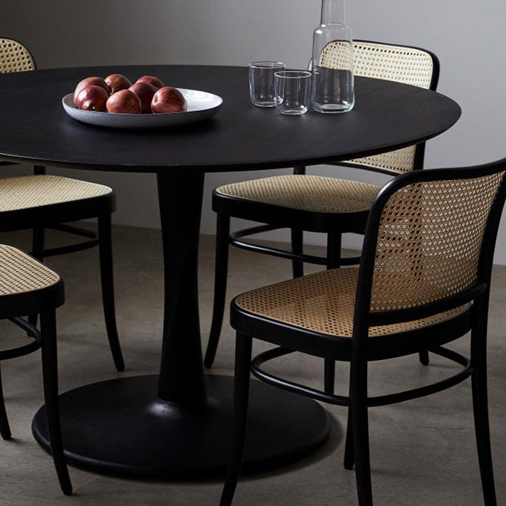 Cuisine contemporaine ouvrant le dossier de la chaise d'appoint de salle à manger en bois massif