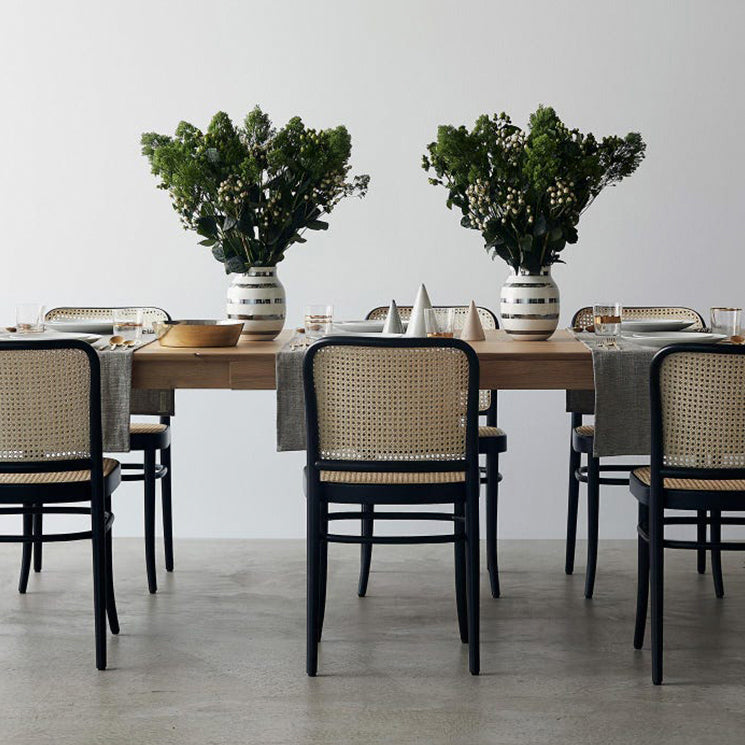 Cuisine contemporaine ouvrant le dossier de la chaise d'appoint de salle à manger en bois massif