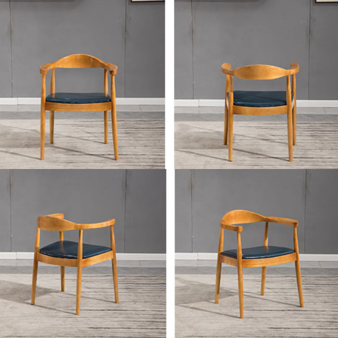 Modern Style Wood Dining Chair Stackable Open Back Dining Side Chair for Home
