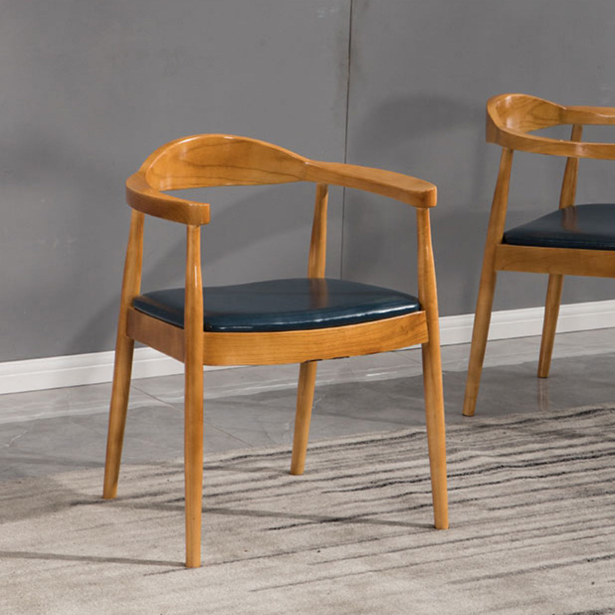 Modern Style Wood Dining Chair Stackable Open Back Dining Side Chair for Home