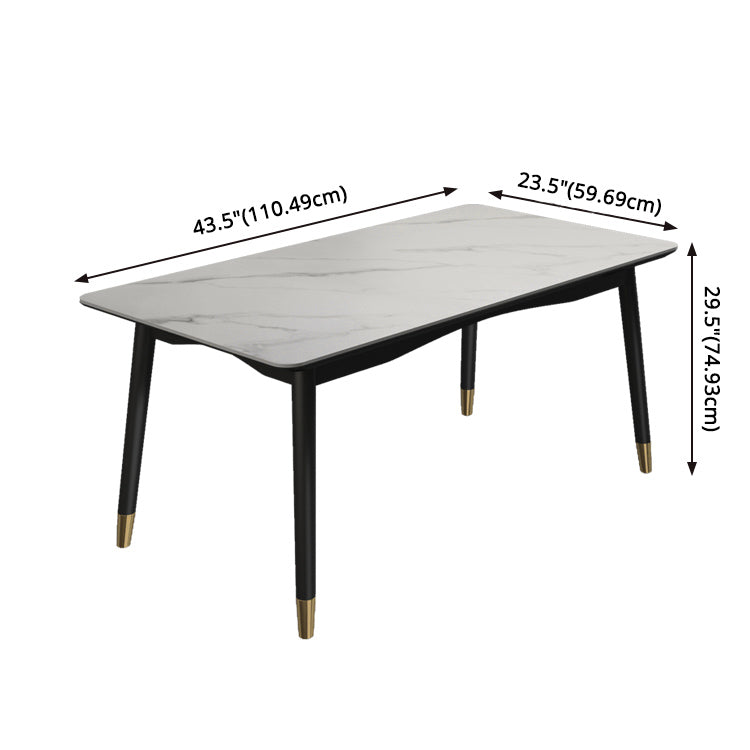 Modern Sintered Stone Table Set of 5/7 with Rectangle Table Dining Set with PU Leather  Chairs