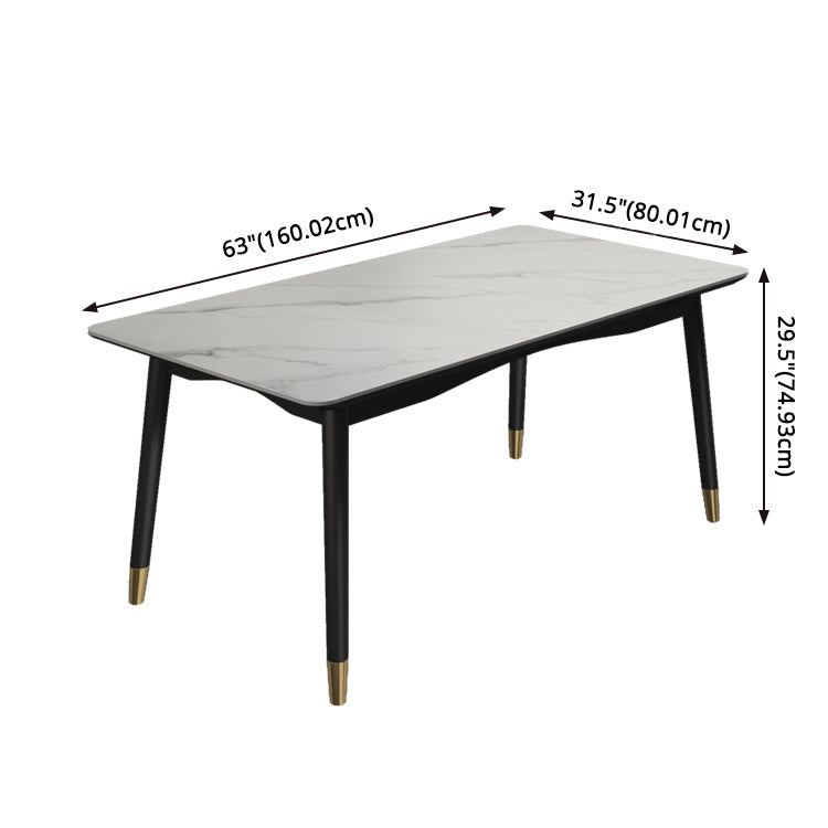 Modern Sintered Stone Table Set of 5/7 with Rectangle Table Dining Set with PU Leather  Chairs