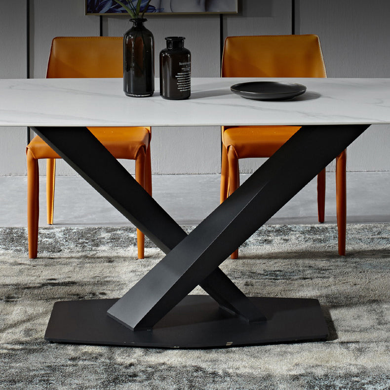 Juegos de comedor contemporáneos con mesa de comedor de piedra sinterizada y sillas de cojín