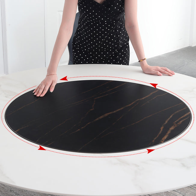 Juego de comedor de forma redonda de estilo moderno muebles de mesa de comedor de piedra sinterizada para restaurante