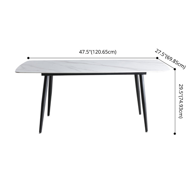 Table de table contemporaine avec table en pierre fritte et chaises rembourrées