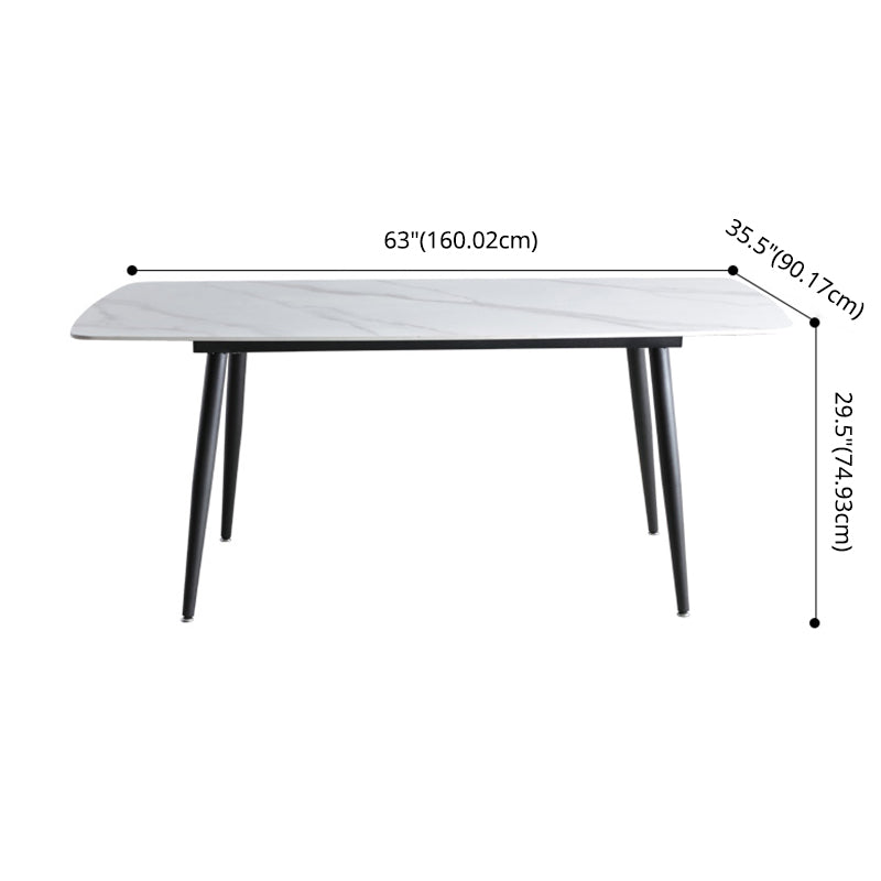 Table de table contemporaine avec table en pierre fritte et chaises rembourrées