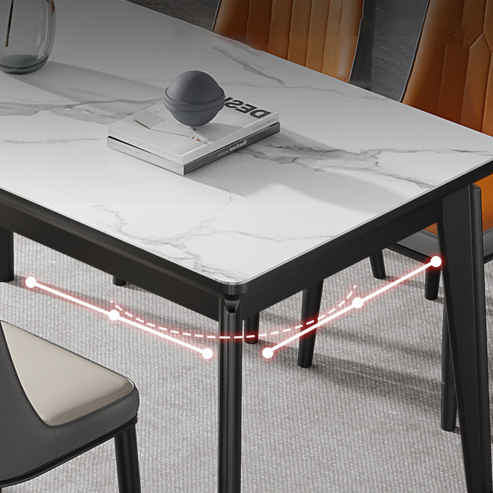 Modern Sintered Stone Table Set of 5/7 with Rectangle Table Dining Set with PU Leather  Chairs