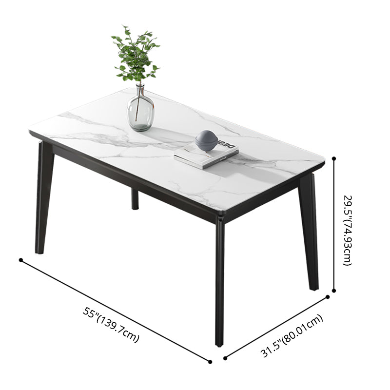 Modern Sintered Stone Table Set of 5/7 with Rectangle Table Dining Set with PU Leather  Chairs