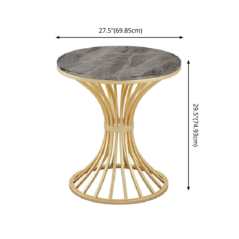 Glam Sintered Stone Dining Room Set with Round Table and Metal Base Formal Dining Table Furniture