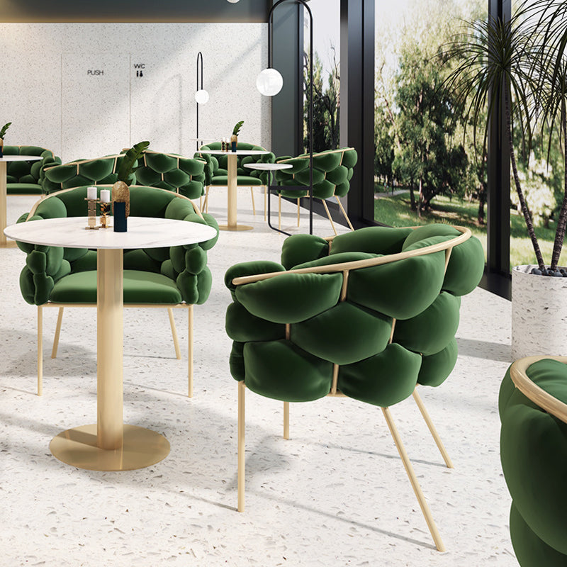 Glam Sintered Stone Dining Room Set with Round Table and Gold Leg Formal Dining Table Furniture