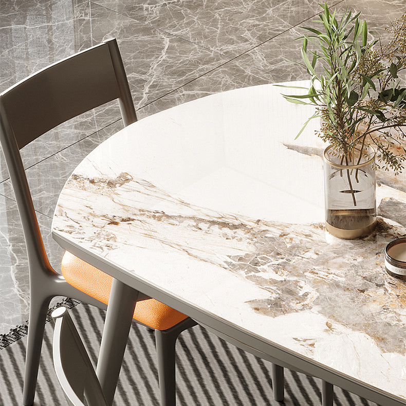 Scandinavian Sintered Stone Table Set of 5/7 with Round Table Retractable Dining Set