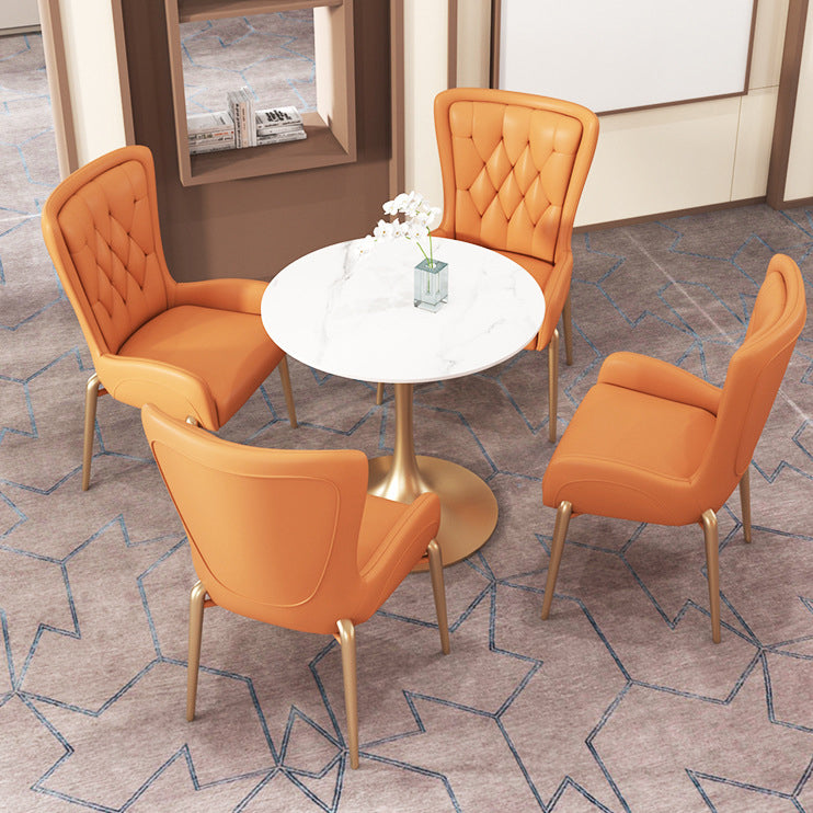 Glam Style Sintered Stone White Dining¬†Room¬†Set with Round Table Dining Table Furniture