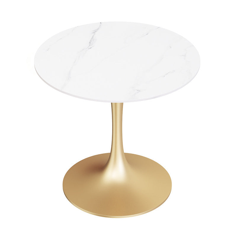 Glam Style Sintered Stone White Dining¬†Room¬†Set with Round Table Dining Table Furniture