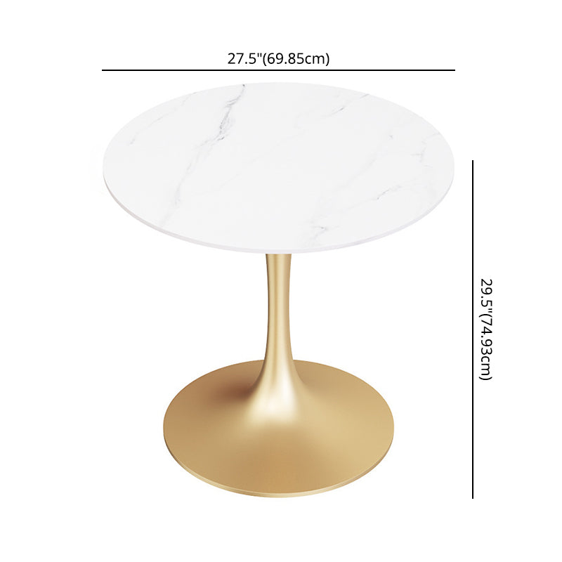 Glam Style Sintered Stone White Dining¬†Room¬†Set with Round Table Dining Table Furniture