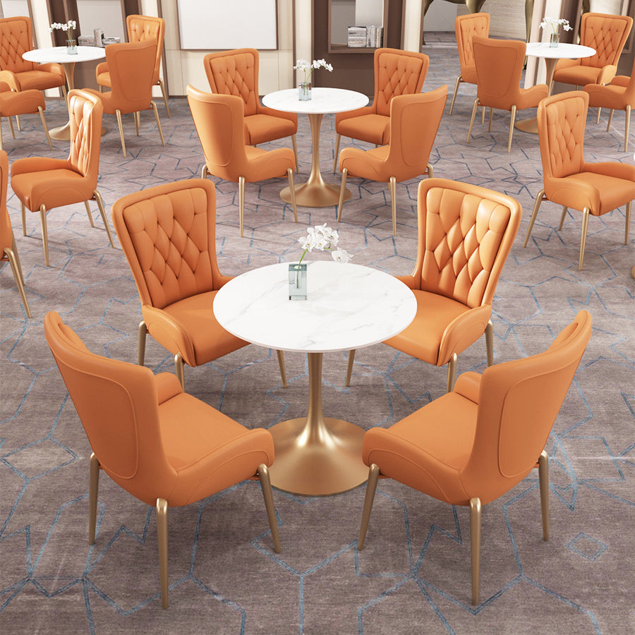 Glam Style Sintered Stone White Dining¬†Room¬†Set with Round Table Dining Table Furniture