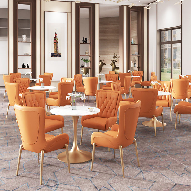 Glam Style Sintered Stone White Dining¬†Room¬†Set with Round Table Dining Table Furniture