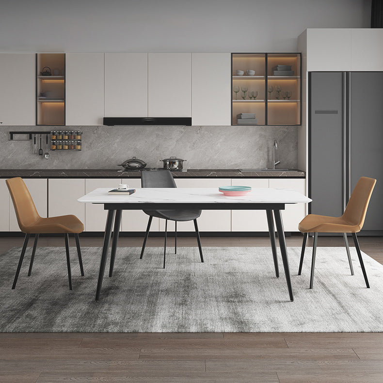 Minimalist Dining Table Set with Sintered Stone Dining Table and Upholstered Chairs