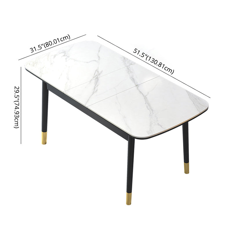 Contemporary Sintered Stone Top Extendable Dining Set Rectangle Kitchen Dining Set with 4 Legs Table