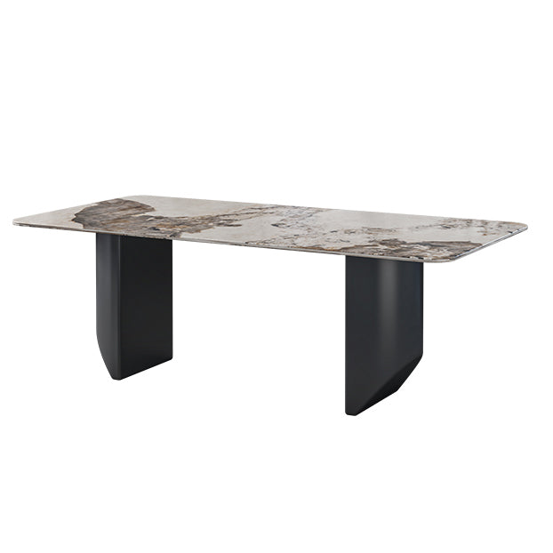 Contemporary Style Dining Set with Sintered Stone Dining Table and Cushion Chairs